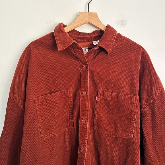 Levi's Button Up Corduroy Long Sleeve Top Orange Size XL - Picture 2 of 7